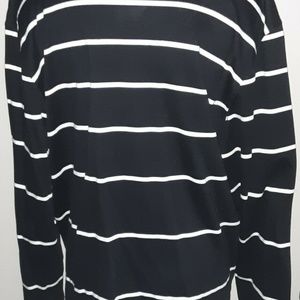 Pull Liz Claiborne Pour Femme - XL - Rayures Argent Et Blanc - Col En V - Coton